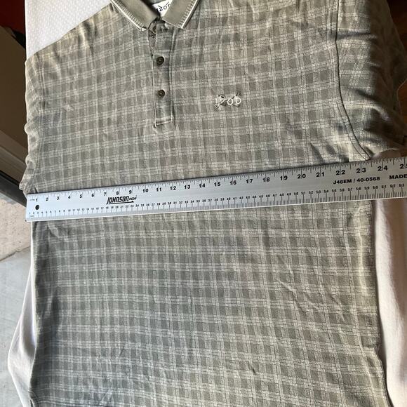 IZOD Men’s Short Sleeve Collared Polo Shirt size L, Green Check, Thick Fabric - Picture 3 of 6
